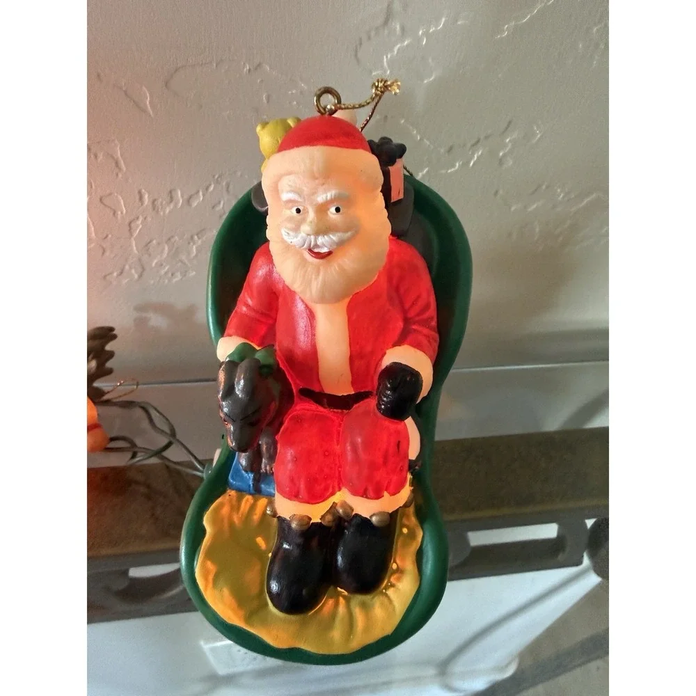 Vintage Kurt Adler Lighted SANTA Sleigh 8 Reindeer Novelty Christmas Lights